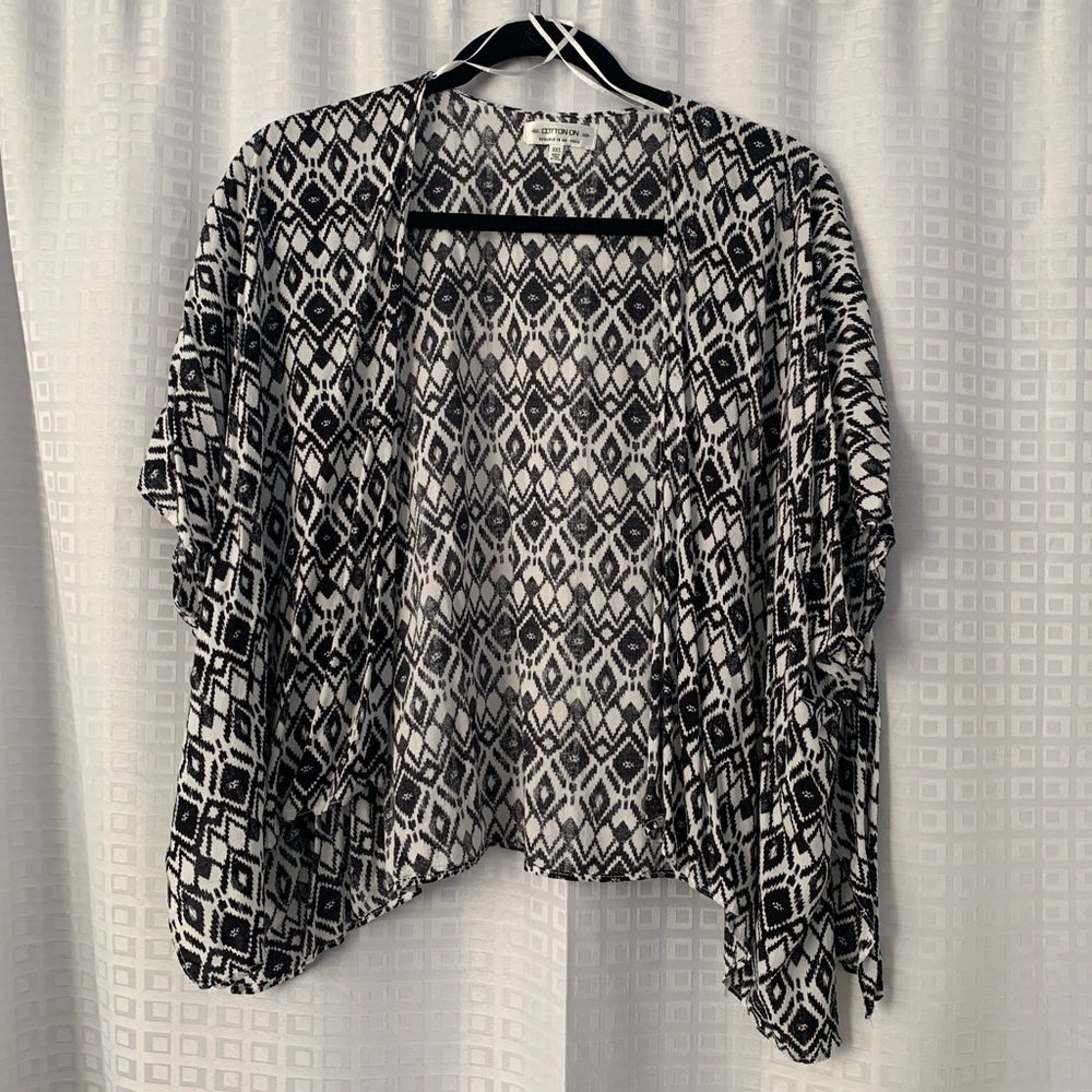 Black and White Open Cardigan/ Sweater